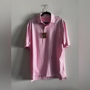 NWT Fairway and Greene Men’s USA Tourn Stripe Tech Jersey L Sugar Pink